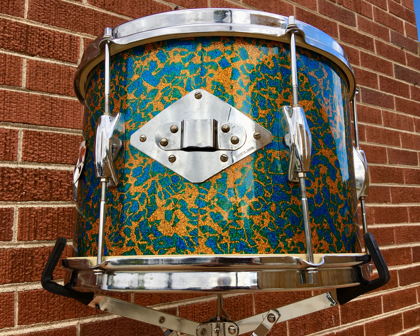 1960s Del Rey 9x13 MIJ Tom Drum - Blue/Gold Sparkle