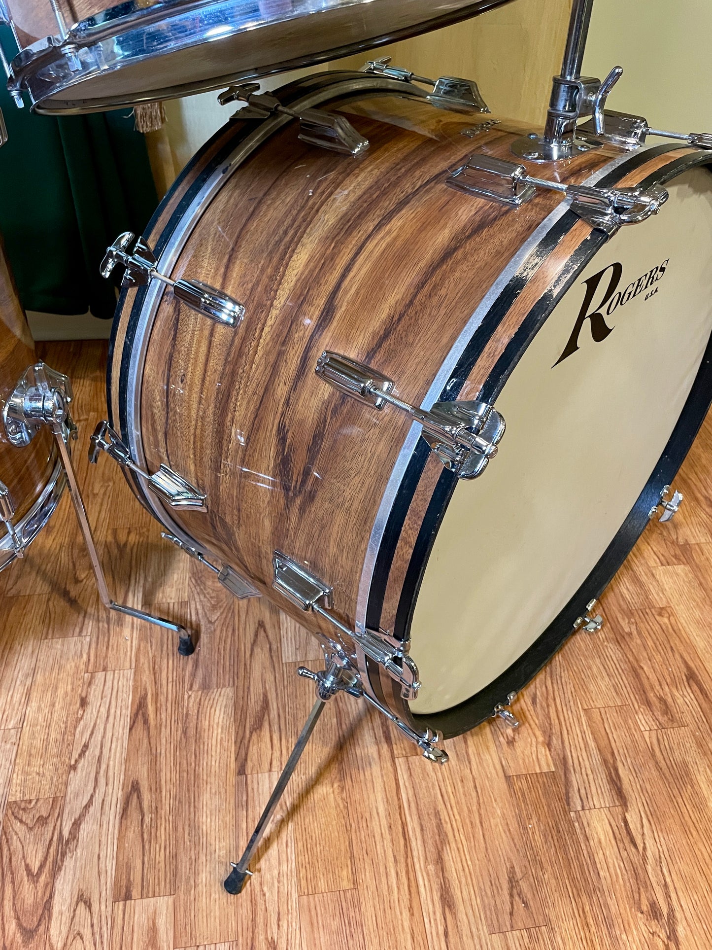 1970s Rogers Powertone Drum Set Koa 24/14/15/18