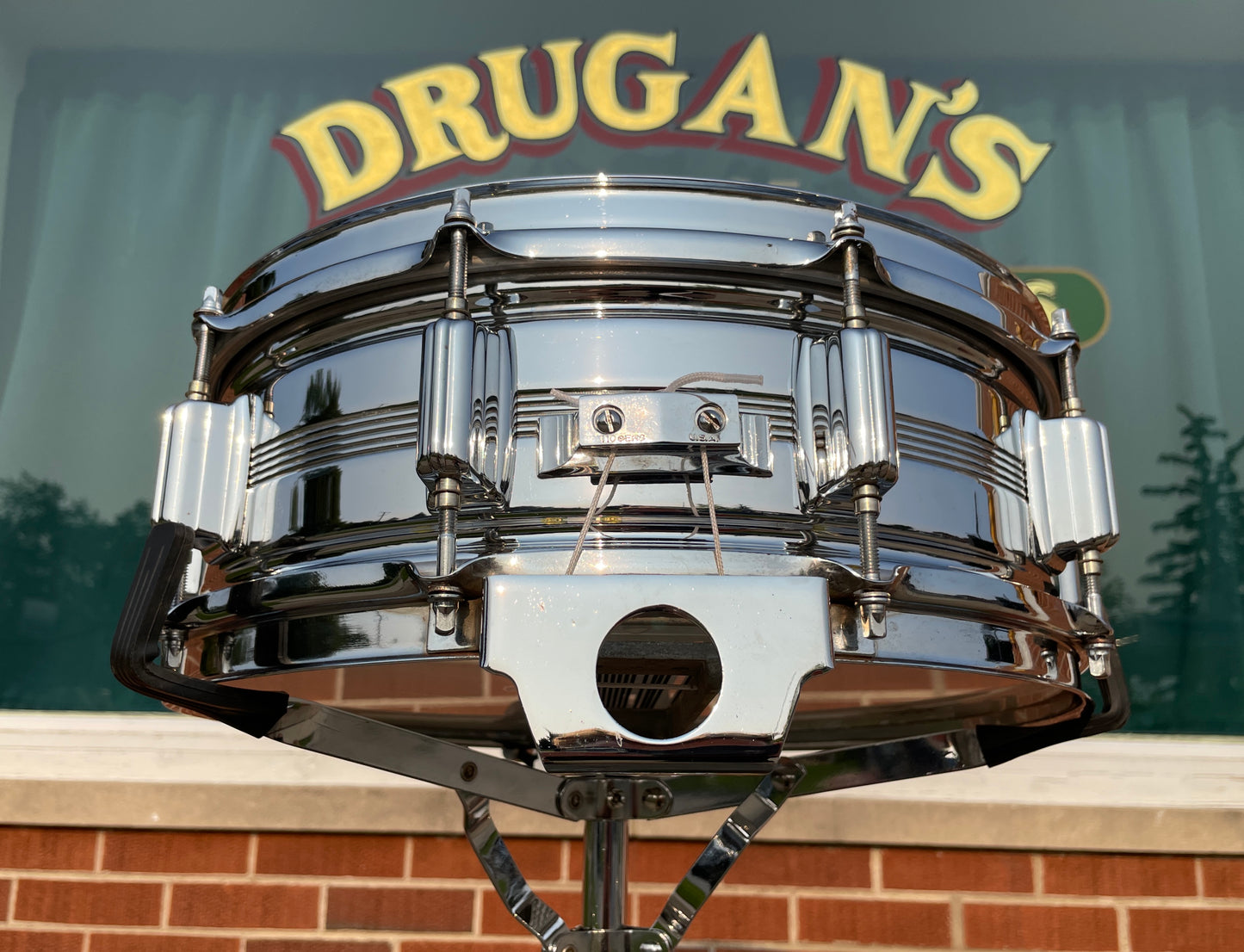 Vintage Rogers 5x14 Dynasonic "Big R" Snare Drum Chrome Over Brass COB