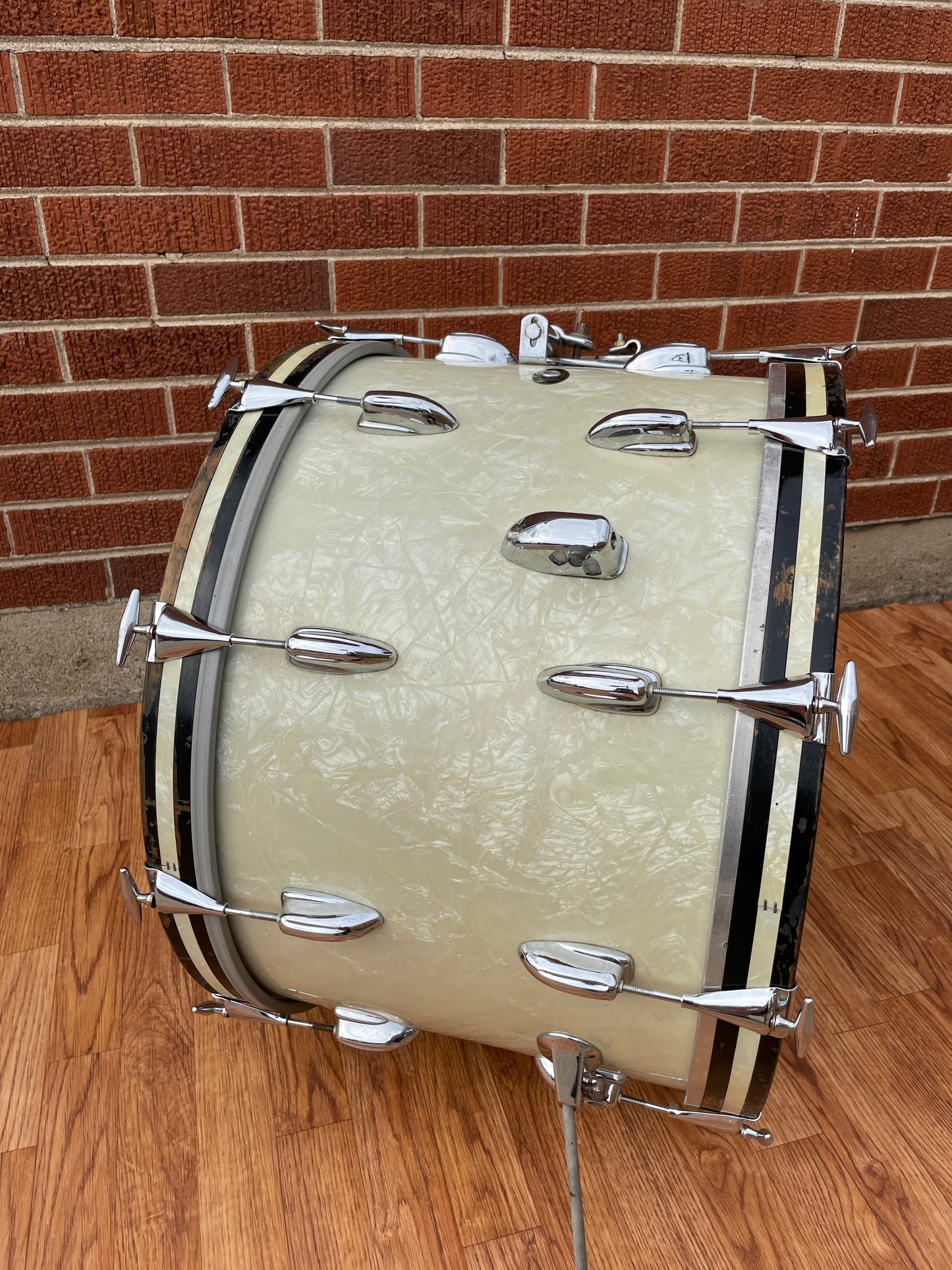 1960s Slingerland 14x22 Bass Drum White Marine Pearl