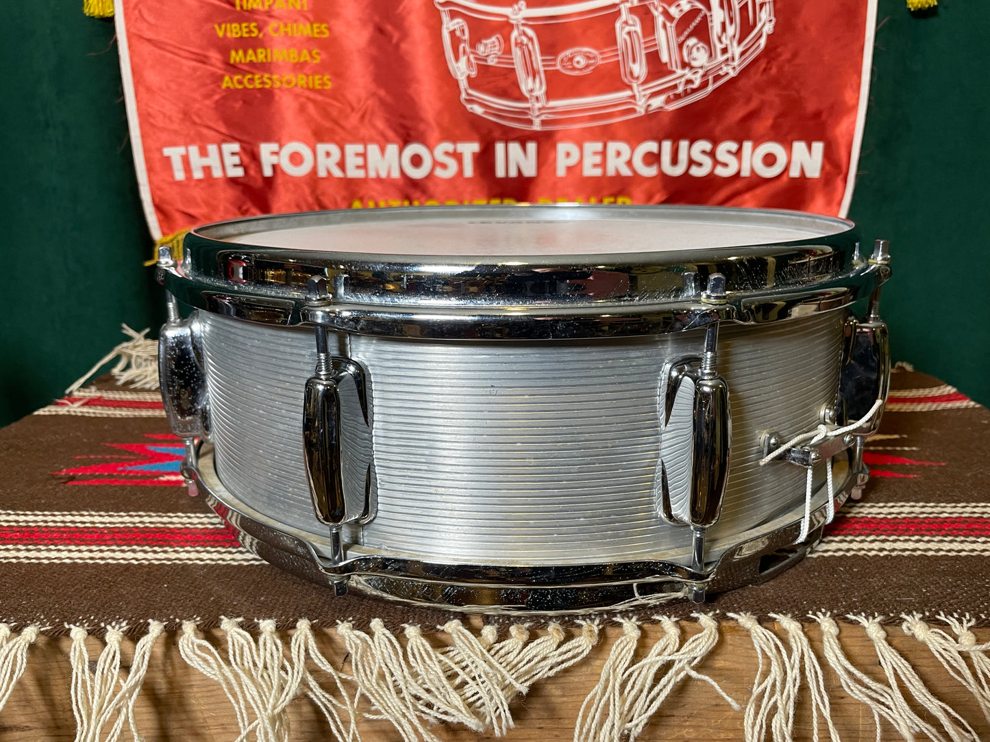 1960s Slingerland No. 140 5x14 Ribbed Aluminum Snare Drum