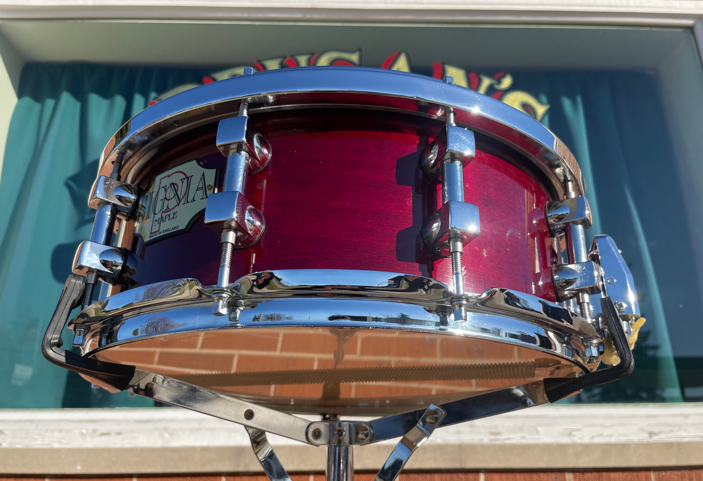 Premier NOS 5.5x14 Signia Snare Drum Cherrywood Red 10-Lug 2055-CS