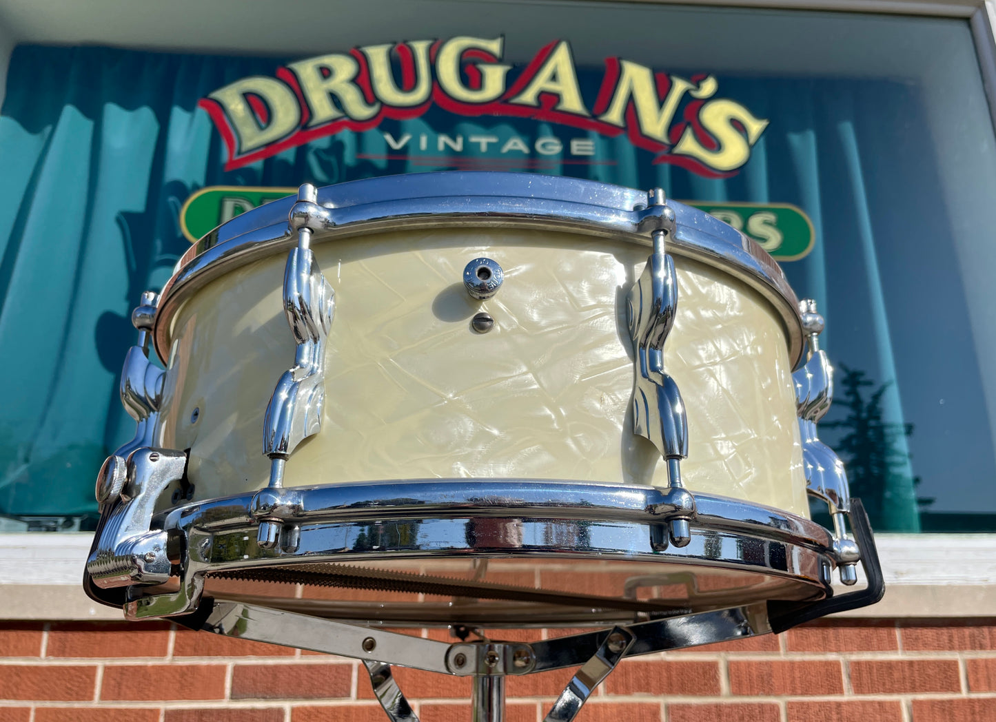 1950s Premier 5.5x14 Super Ace Snare Drum White Marine Pearl