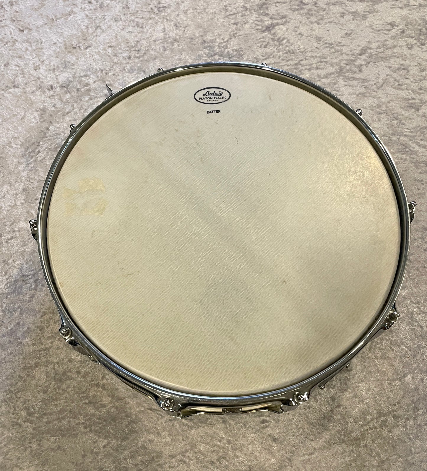 1958-60 Ludwig Trans Badge Super 401 5x14 Lacquered Brass Supraphonic Snare Drum
