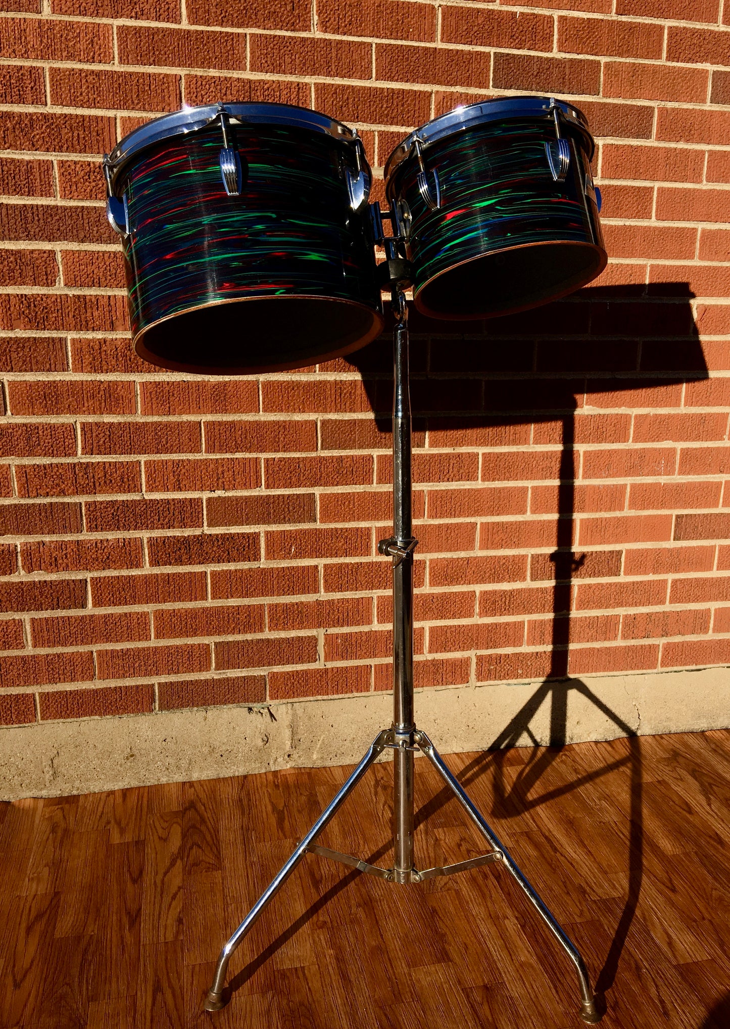 1970s Ludwig 6.5x10 & 8x12 Concert Tom Drums Psychedelic Red