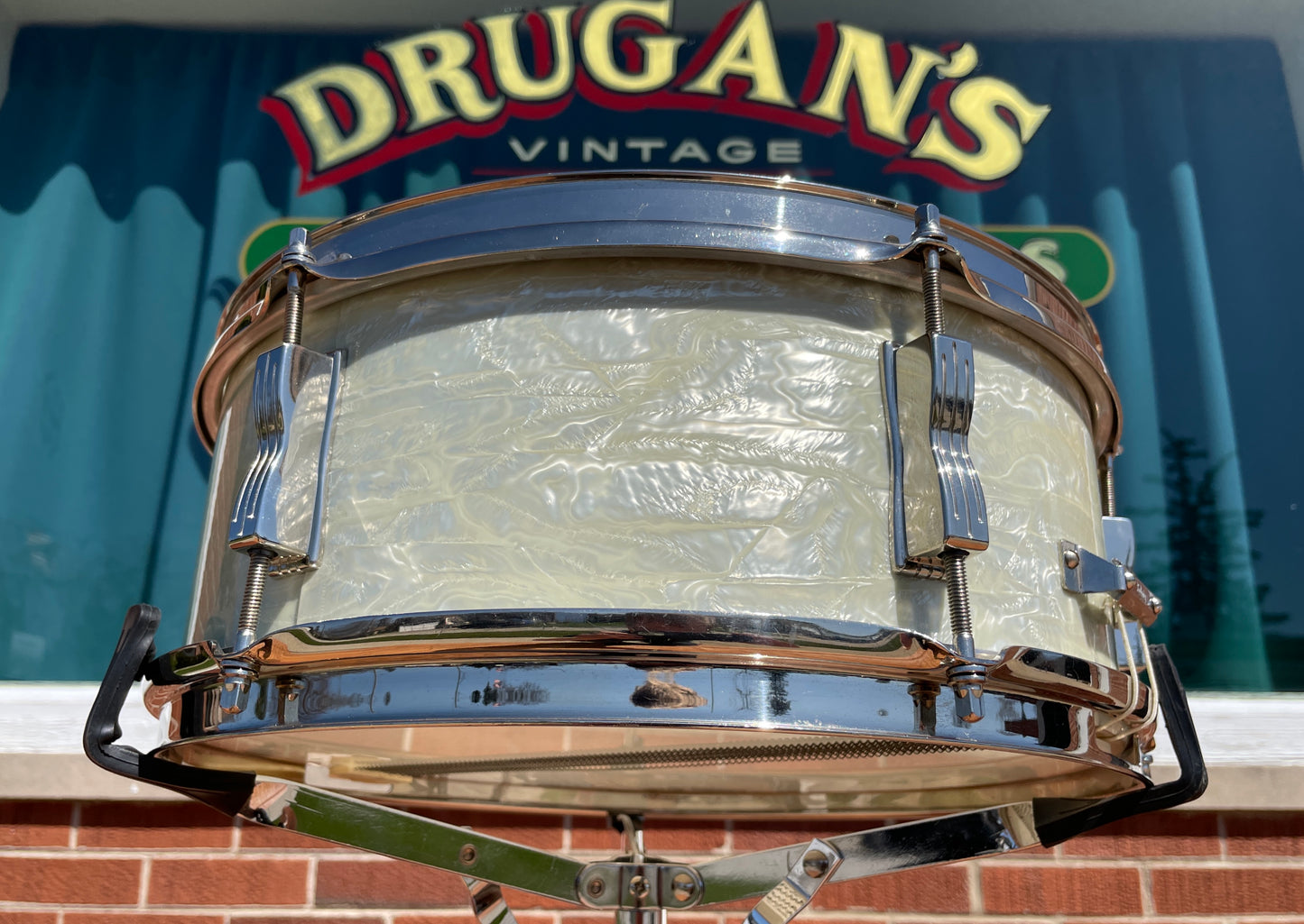 1965 Ludwig 5x14 Pioneer Snare Drum White Marine Pearl