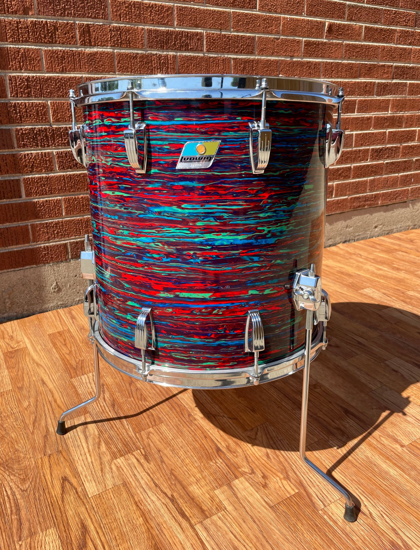 1970s Ludwig 16x16 Floor Tom Drum Psychedelic Red