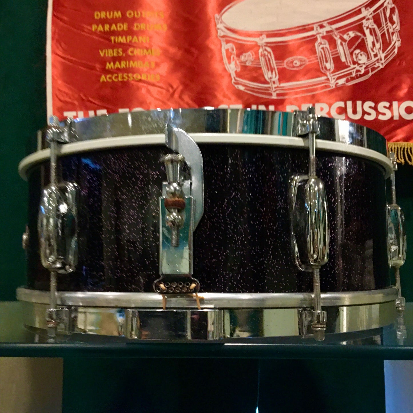1966 Slingerland 5.5x14 Deluxe Student Model Snare Drum Black Sparkle
