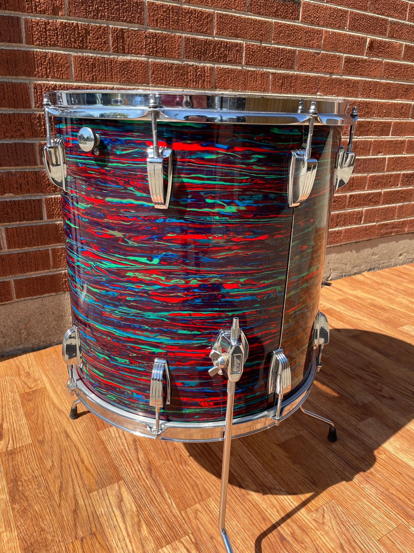 1970s Ludwig 16x16 Floor Tom Drum Psychedelic Red