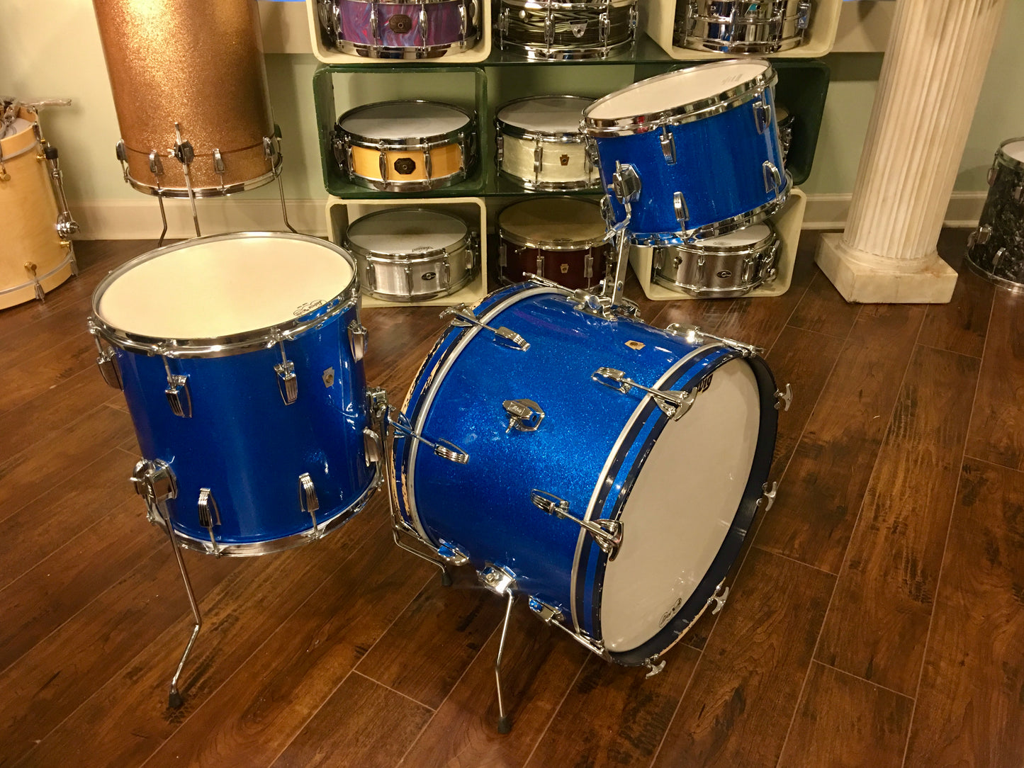 1965 Ludwig Down Beat Drum Set - Blue Sparkle 20/12/14