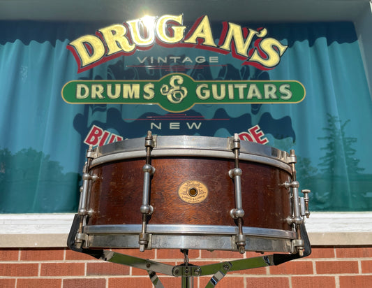 1920s Ludwig & Ludwig 5x14 Professional Model Solid Shell Mahogany Snare Drum