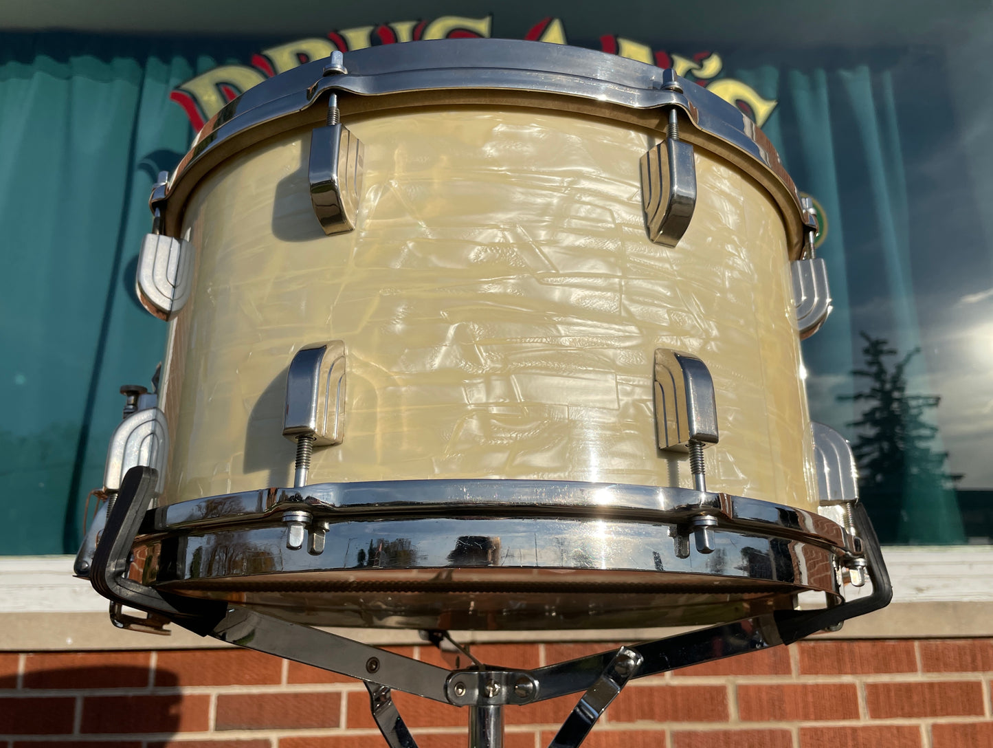 1946 Leedy 8x14 Broadway Snare Drum White Marine Pearl