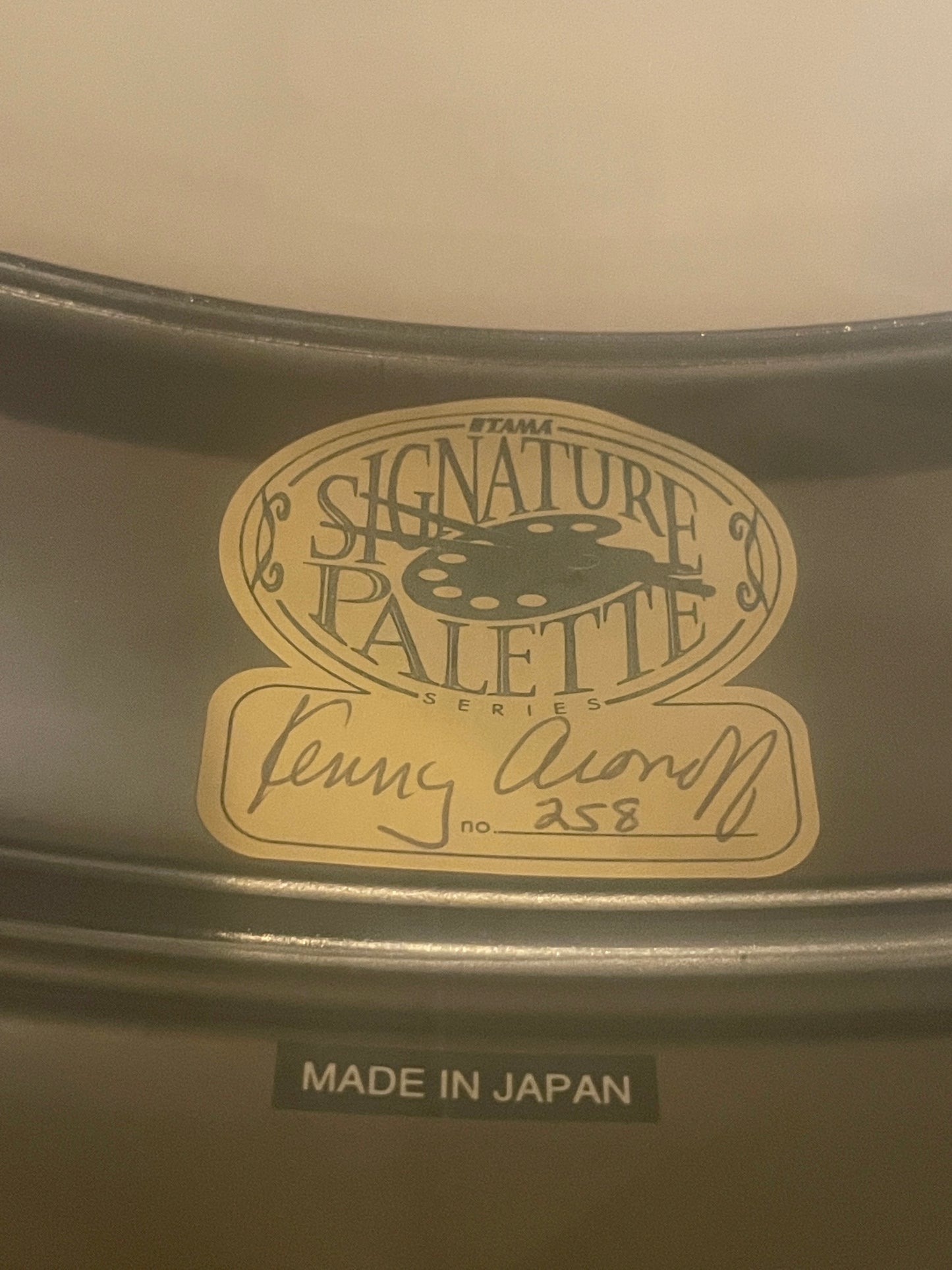 N.O.S. Tama 5x14 Kenny Aronoff KA145 Engraved Trackmaster Signature Brass Black Beauty Snare Drum