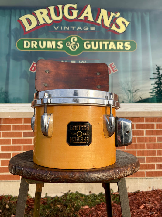 1980s Gretsch 5.5x8 Concert Tom Drum Natural Square Badge No. 4448