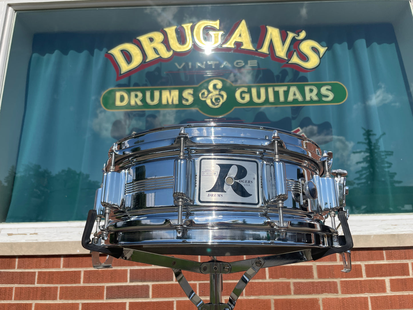 Vintage Rogers 5x14 Dynasonic "Big R" Snare Drum Chrome Over Brass COB Dyna-Sonic