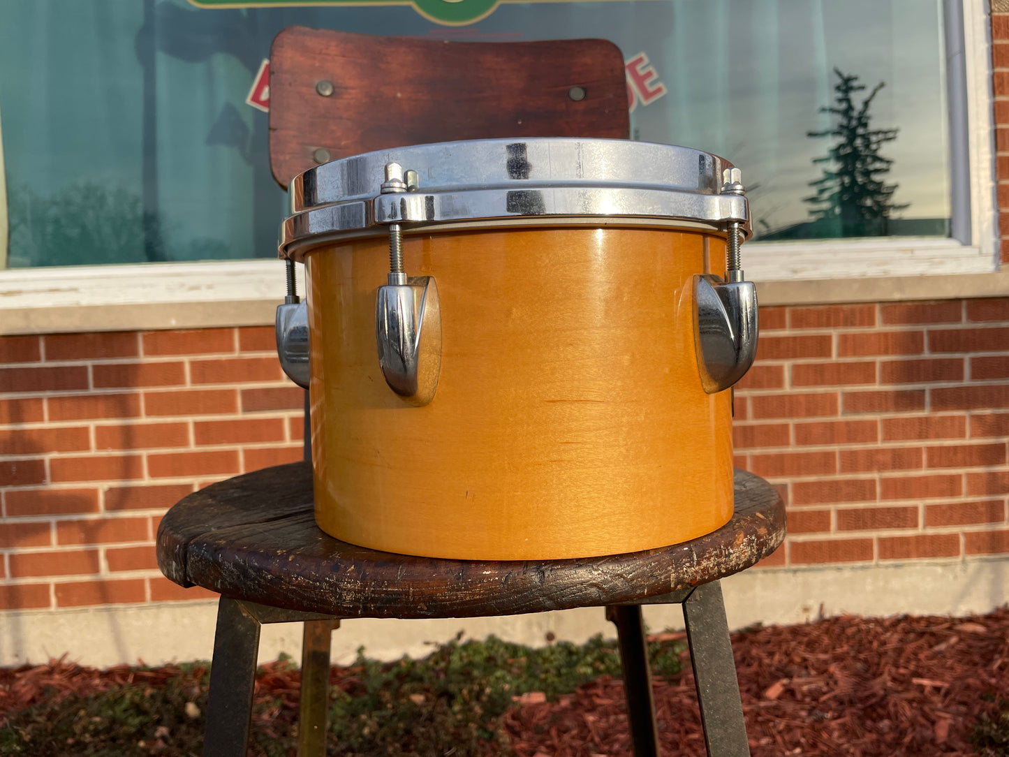 1980s Gretsch 5.5x8 Concert Tom Drum Natural Square Badge No. 4448