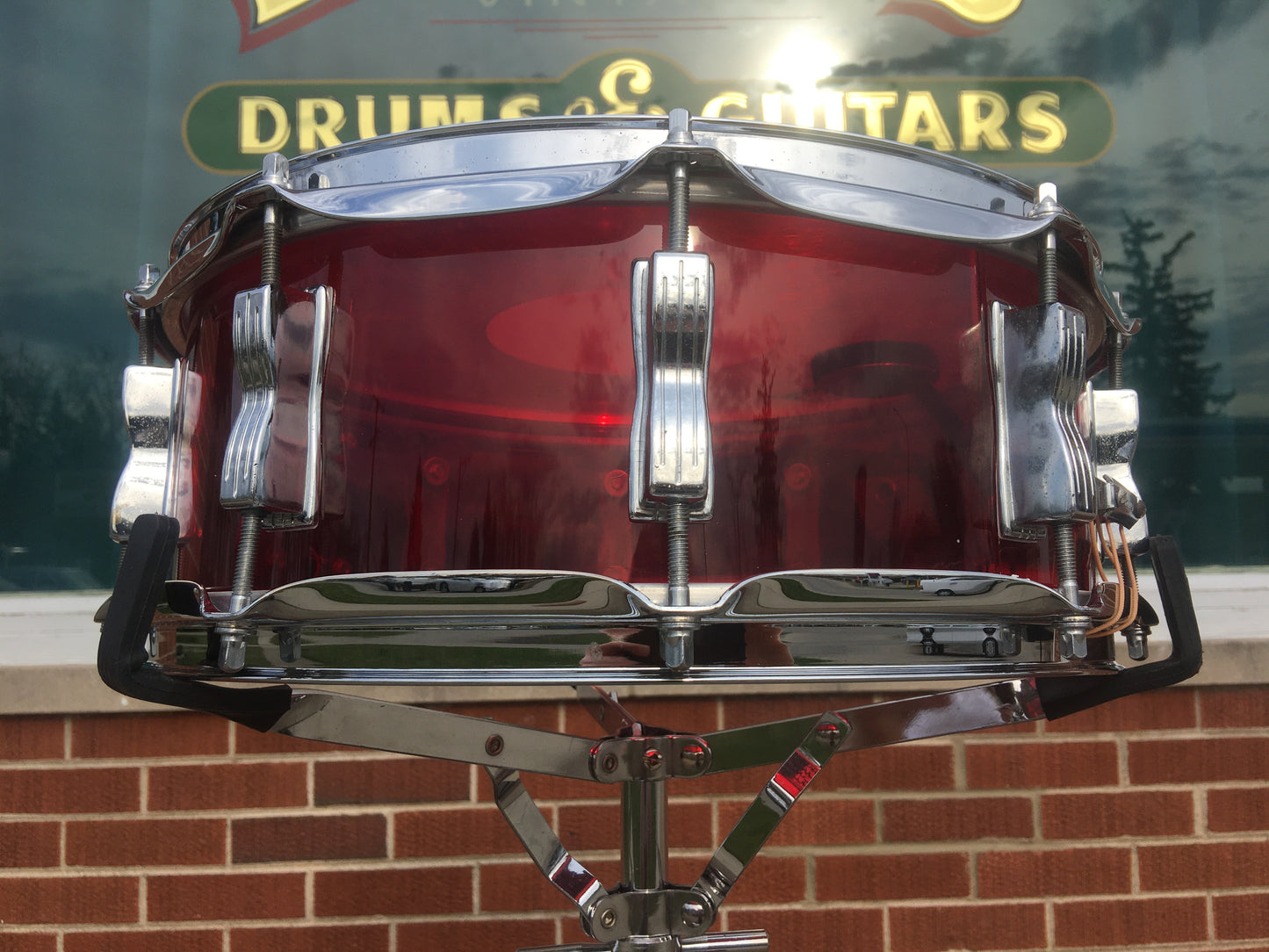 1970s Ludwig 5x14 Vistalite 10 Lug Snare Drum Red