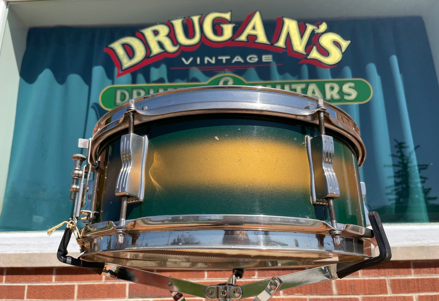 1965 Ludwig 5x14 Pioneer Snare Drum Green / Gold Duco