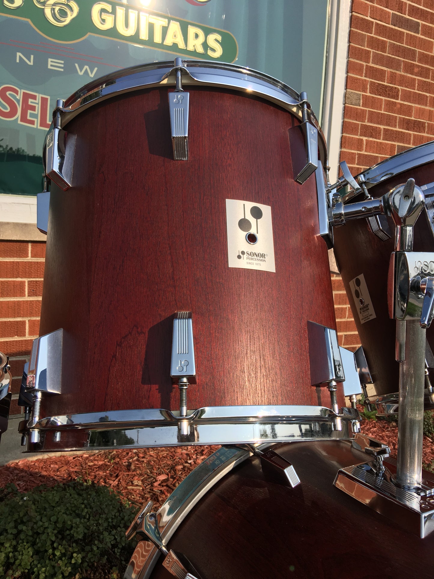 1980s Sonor Phonic Plus 4pc 9 Ply Beachwood Drum Set Red Mahogany 22/13/14/16