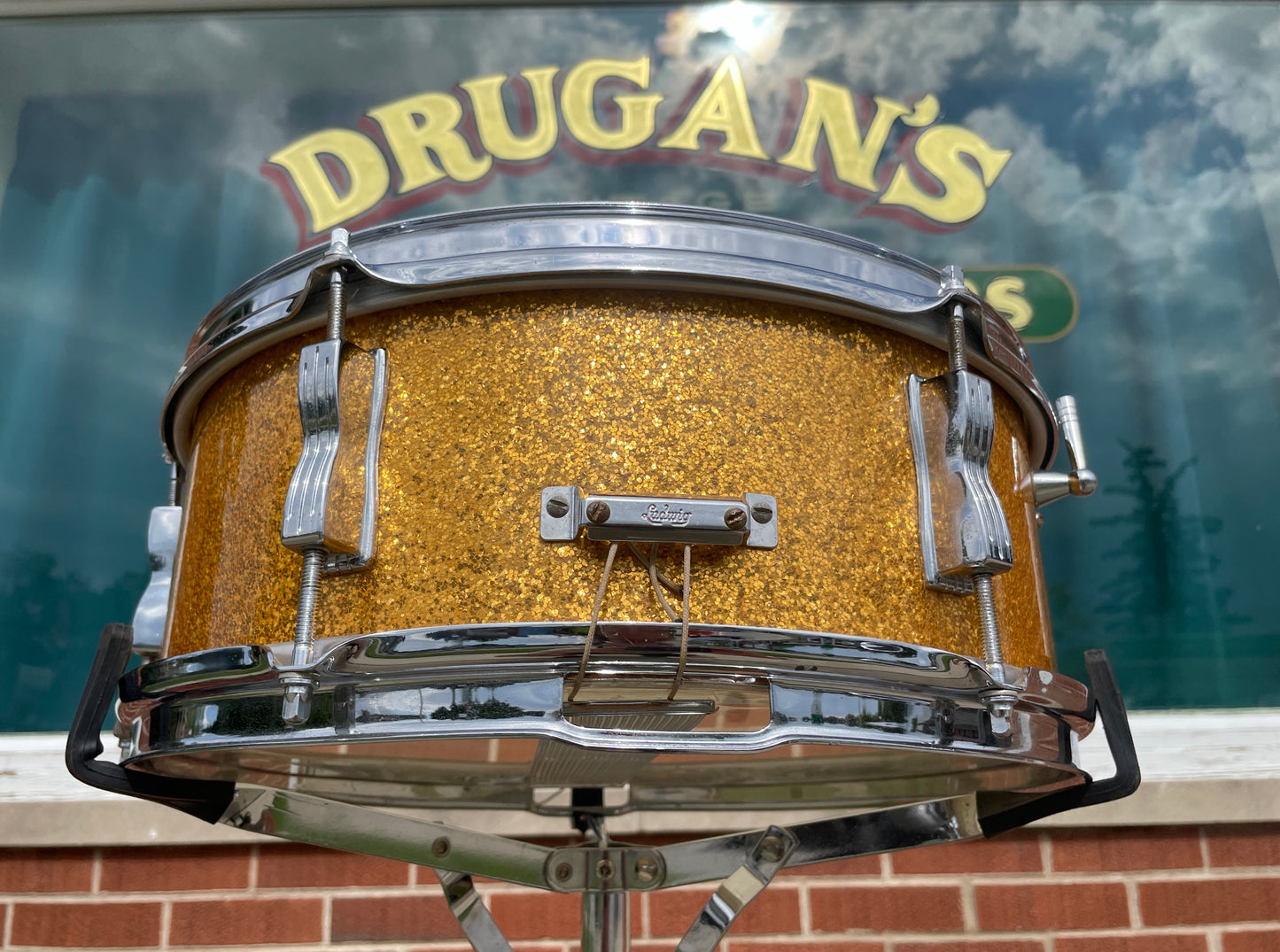 Early 1960s Ludwig 5x14 Pioneer Snare Drum Gold Sparkle Pre-Serial COB