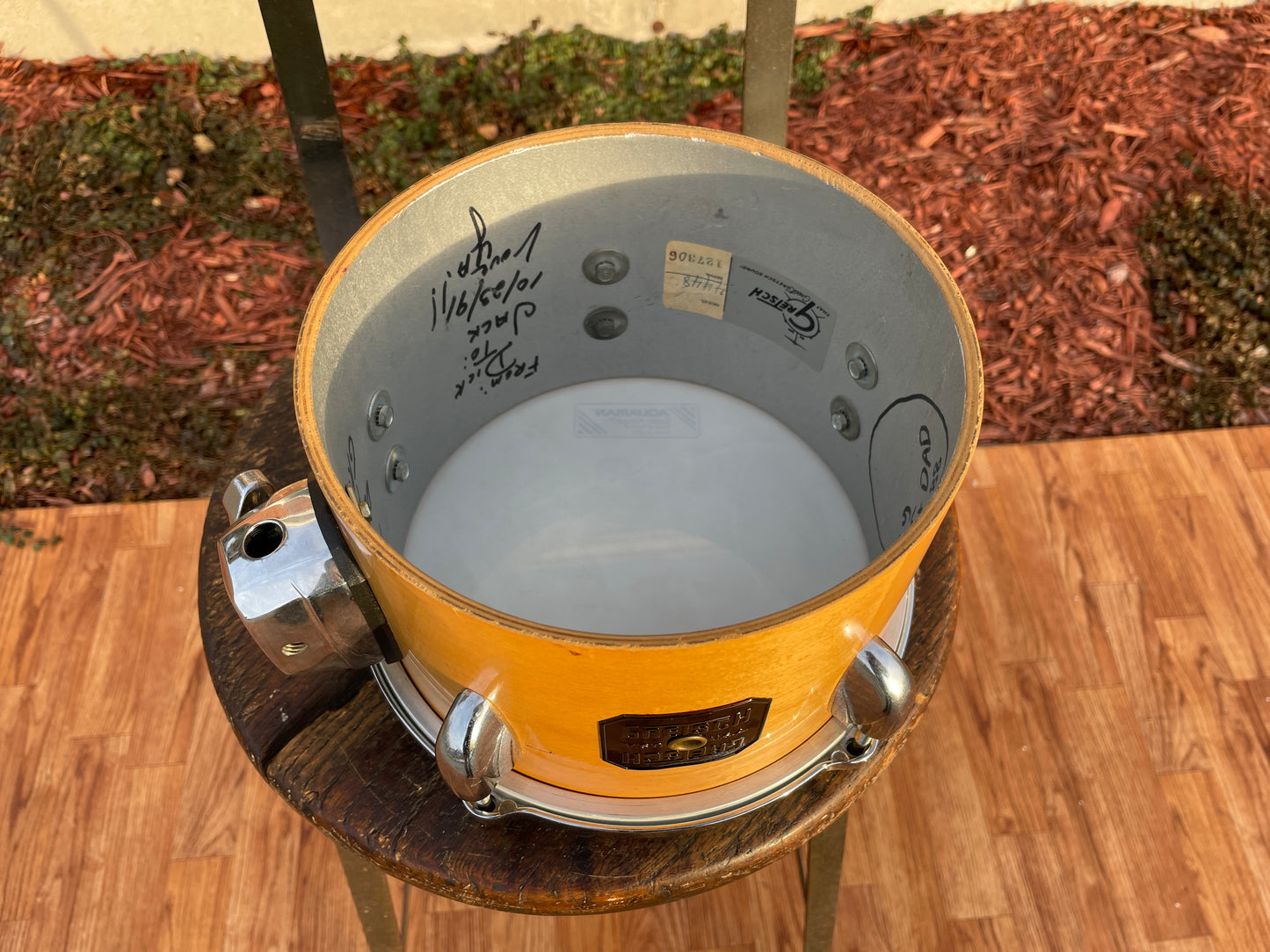 1980s Gretsch 5.5x8 Concert Tom Drum Natural Square Badge No. 4448