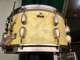 1945-46 Slingerland 7x14 Radio King Solid Shell Snare Drum White Marine Pearl
