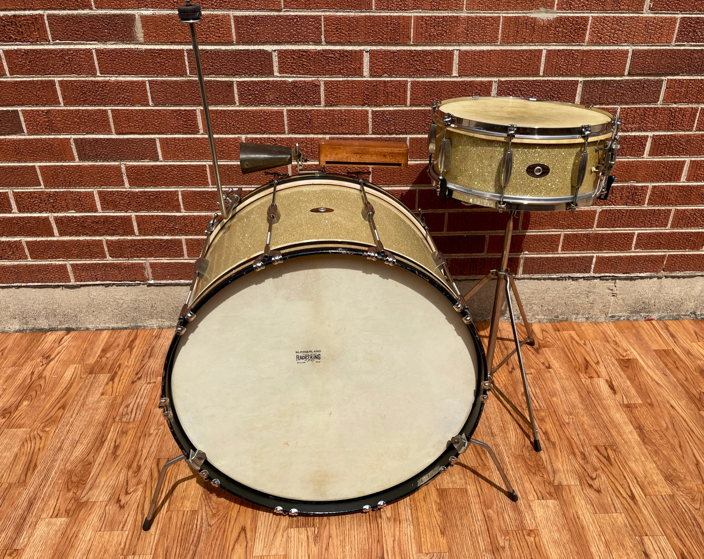 1950s Slingerland Ensemble 3-N Radio King Jam Session Outfit 2pc. Silver Sparkle Drum Set