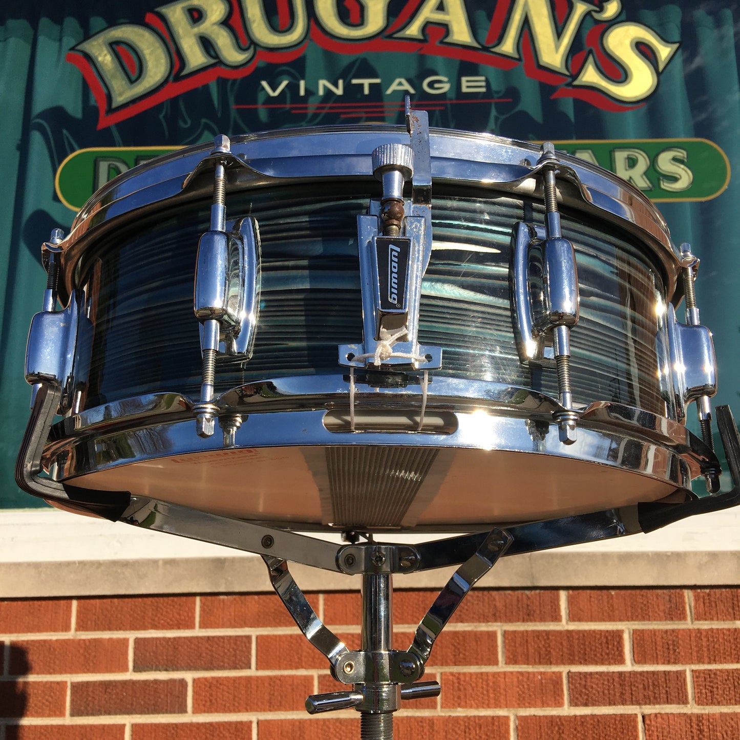 Vintage Ludwig Standard 5x14 Snare Drum Blue Strata