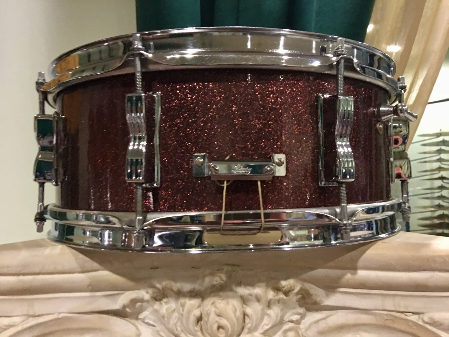 1966 Ludwig 5x14 Jazz Festival Snare Drum Burgundy Sparkle