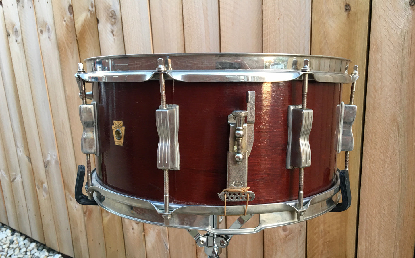 1963 Ludwig 6.5x14 Auditorium Snare Drum Mahogany W/ COB Hoops