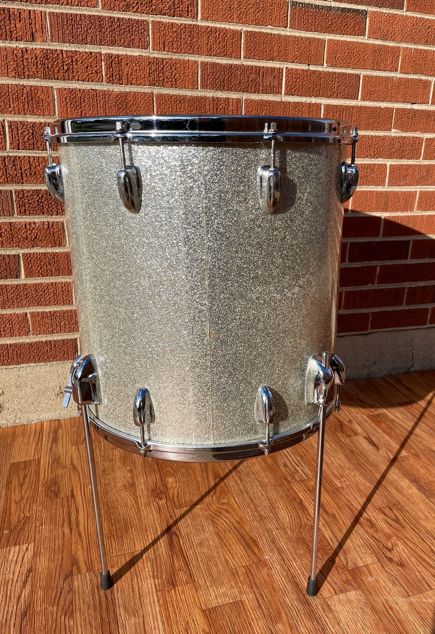 1966 Slingerland 16x16 Floor Tom Drum Silver Sparkle