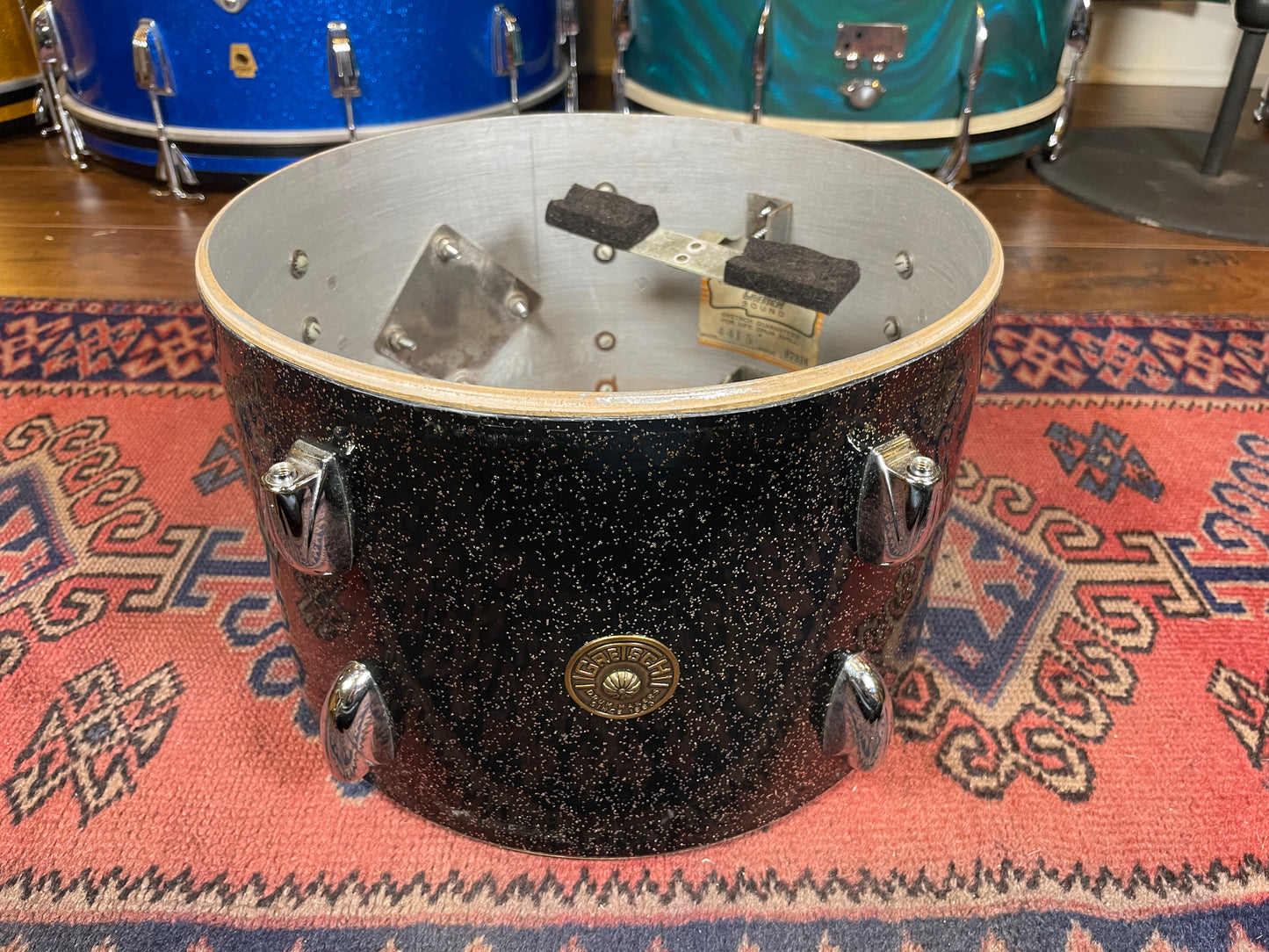 1960s Gretsch 8x12 No. 4415 Tom Drum Anniversary Sparkle Round Badge