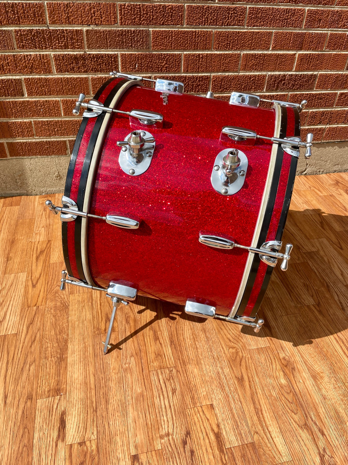 1960s Rogers 14x20 Holiday Bass Drum Single Sparkling Red Pearl Cleveland Glass Glitter Sparkle