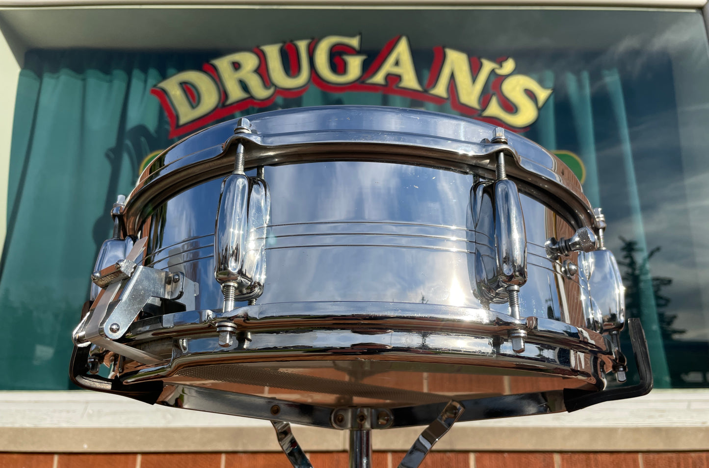 1960s Slingerland No. 130 Gene Krupa 5x14 Sound King Chrome Over Brass Snare Drum w/ Zoomatic Strainer