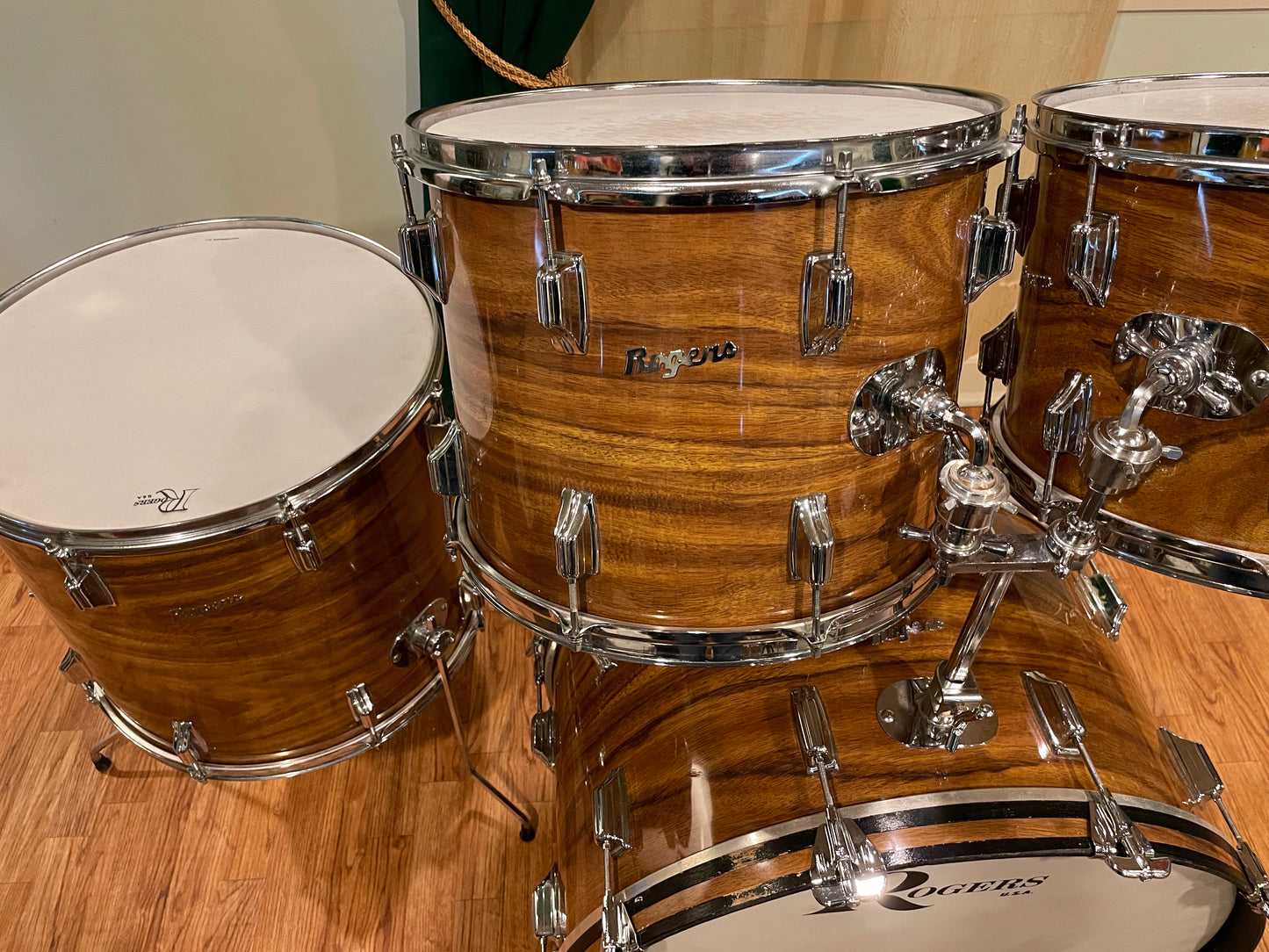 1970s Rogers Powertone Drum Set Koa 24/14/15/18