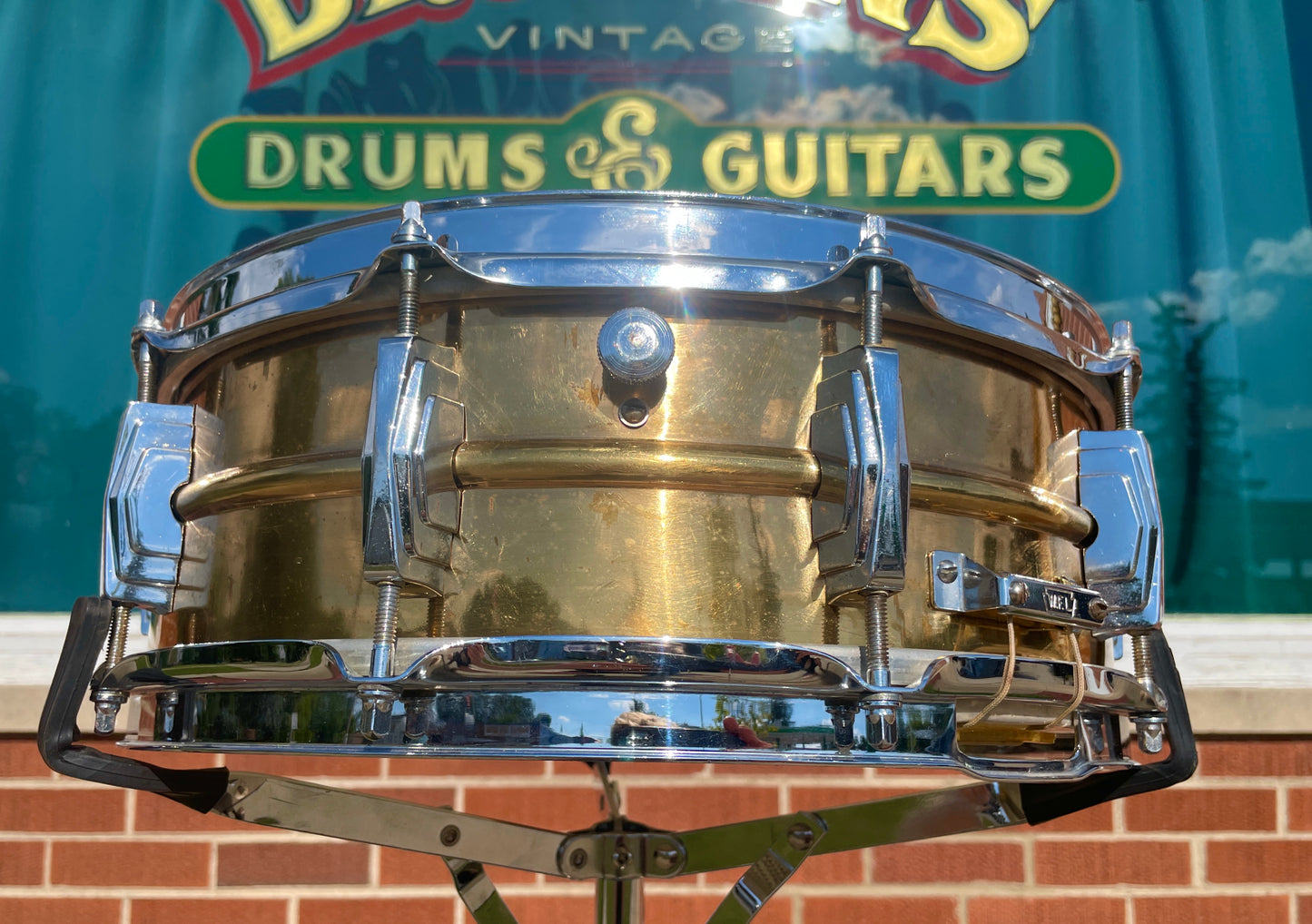 1958-60 Ludwig Trans Badge Super 401 5x14 Lacquered Brass Supraphonic Snare Drum