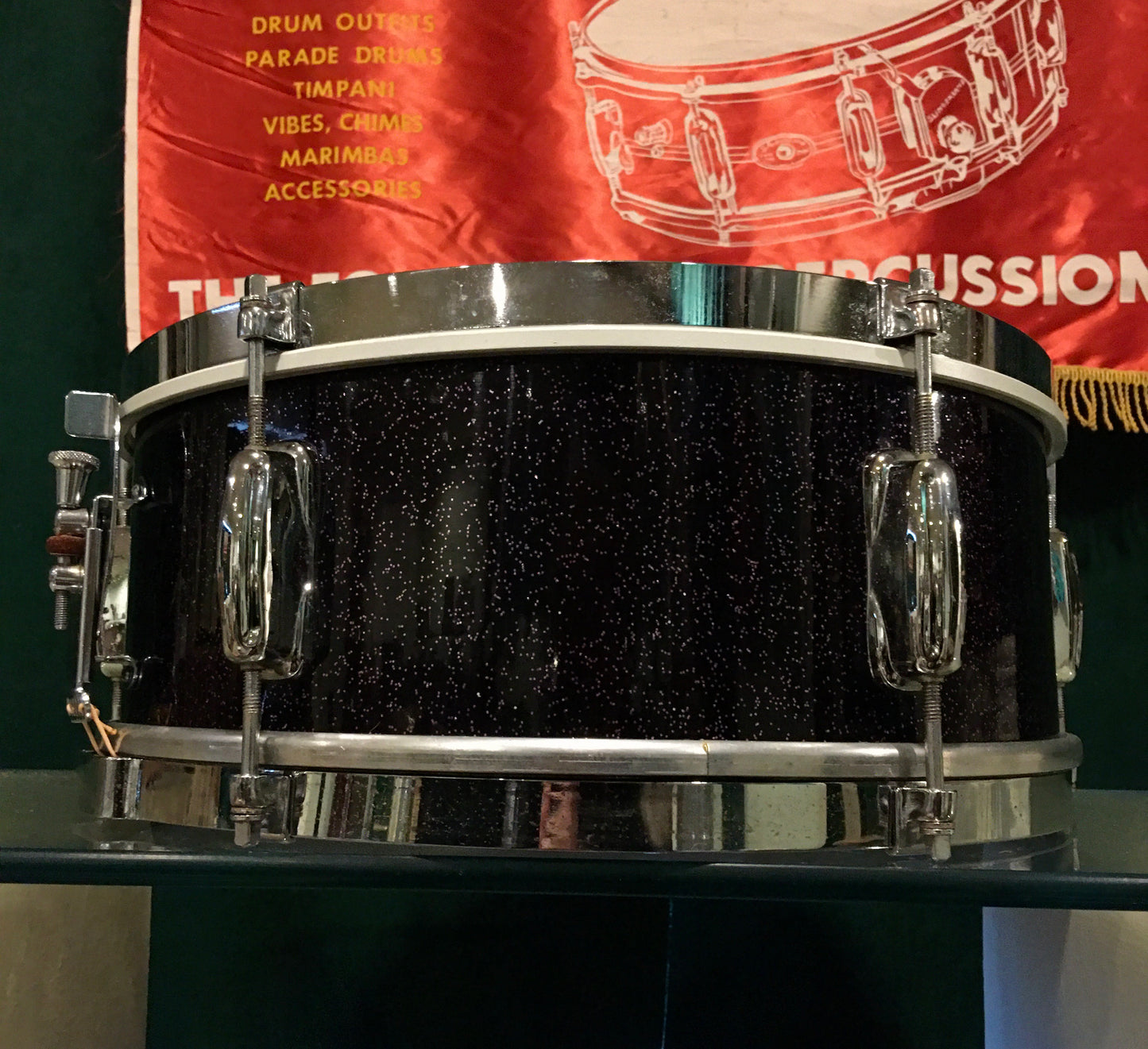 1966 Slingerland 5.5x14 Deluxe Student Model Snare Drum Black Sparkle