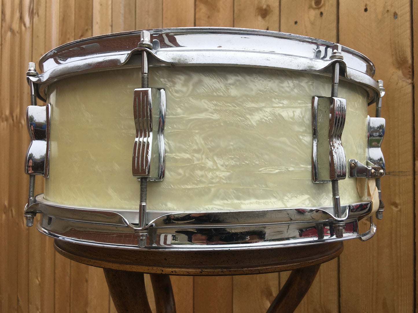 1957 WFL Ludwig 5.5x14 Buddy Rich Super Classic Snare Drum White Marine Pearl