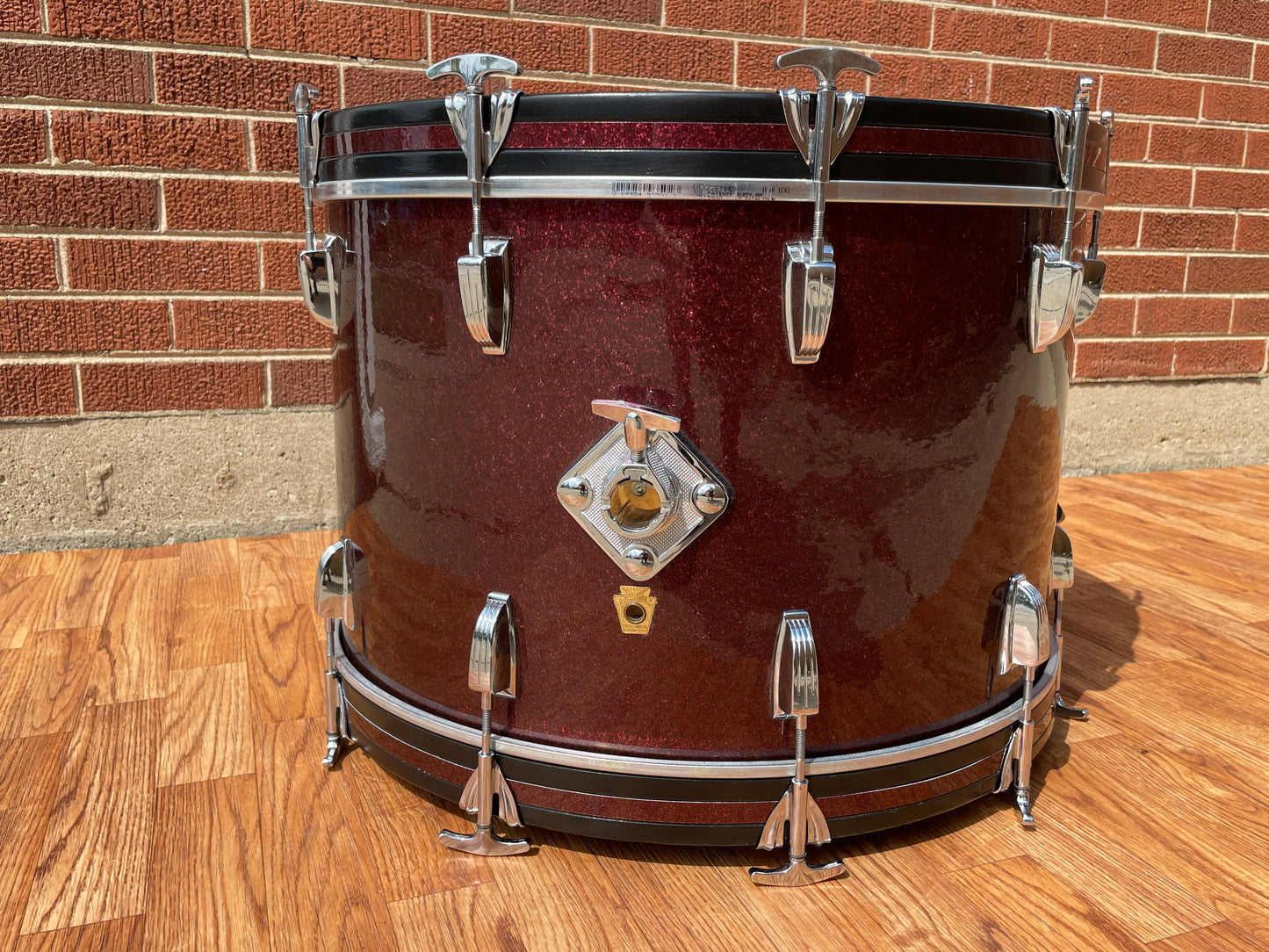 1969 Ludwig 14x22 Hollywood Bass Drum Burgundy Sparkle Rewrap Merlot