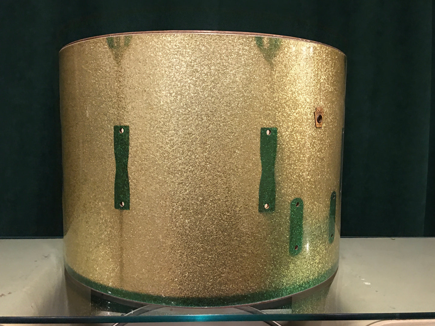 1960s Ludwig 14x20 Club Date Bass Drum Shell Green Sparkle Keystone
