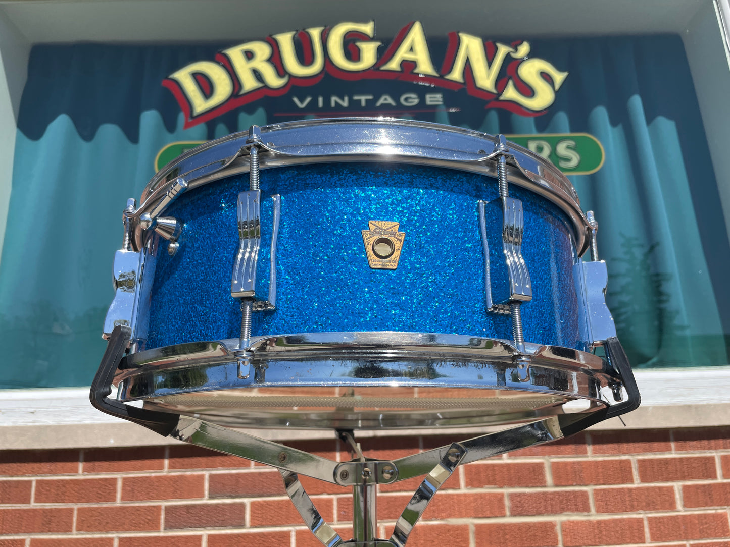 1966 Ludwig 5x14 Jazz Festival Snare Drum Blue Sparkle