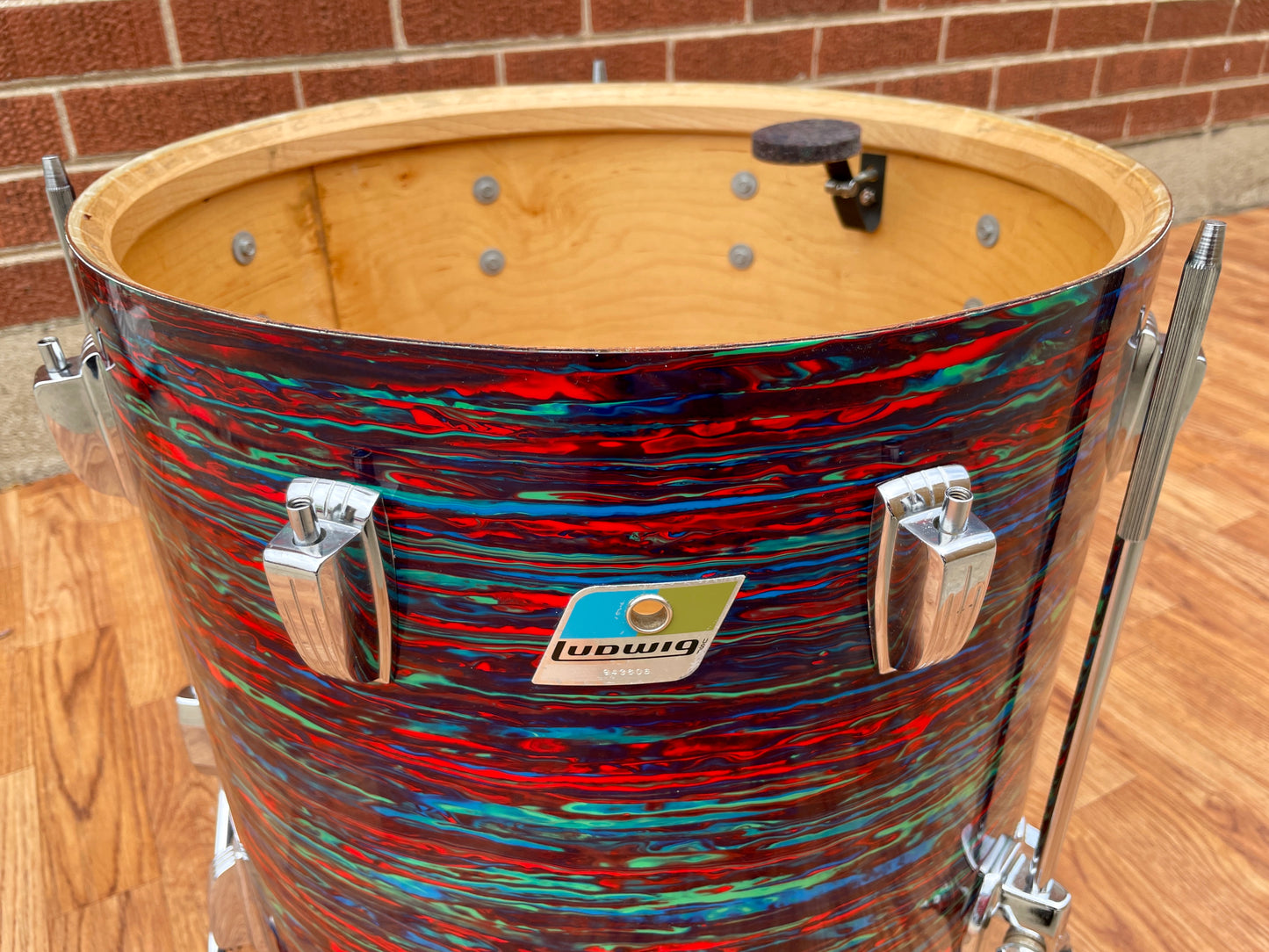 1970s Ludwig 16x16 Floor Tom Drum Psychedelic Red