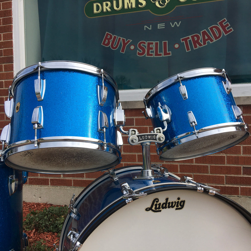 1968 Ludwig Hollywood Drum Set Blue Sparkle Drugan's Drums & Guitars