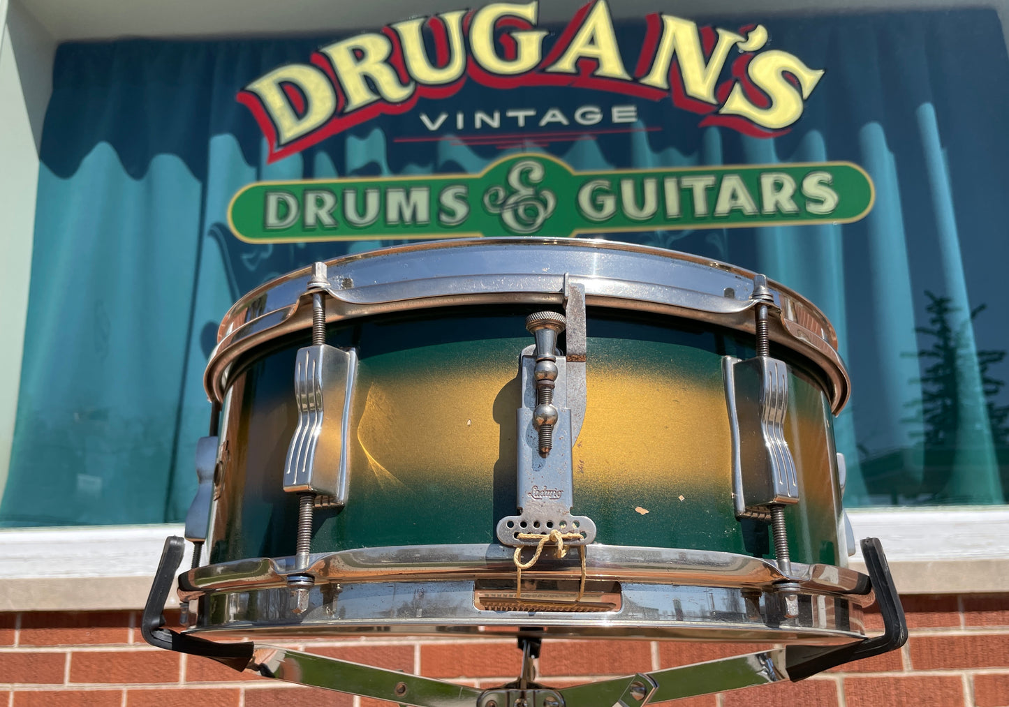 1965 Ludwig 5x14 Pioneer Snare Drum Green / Gold Duco