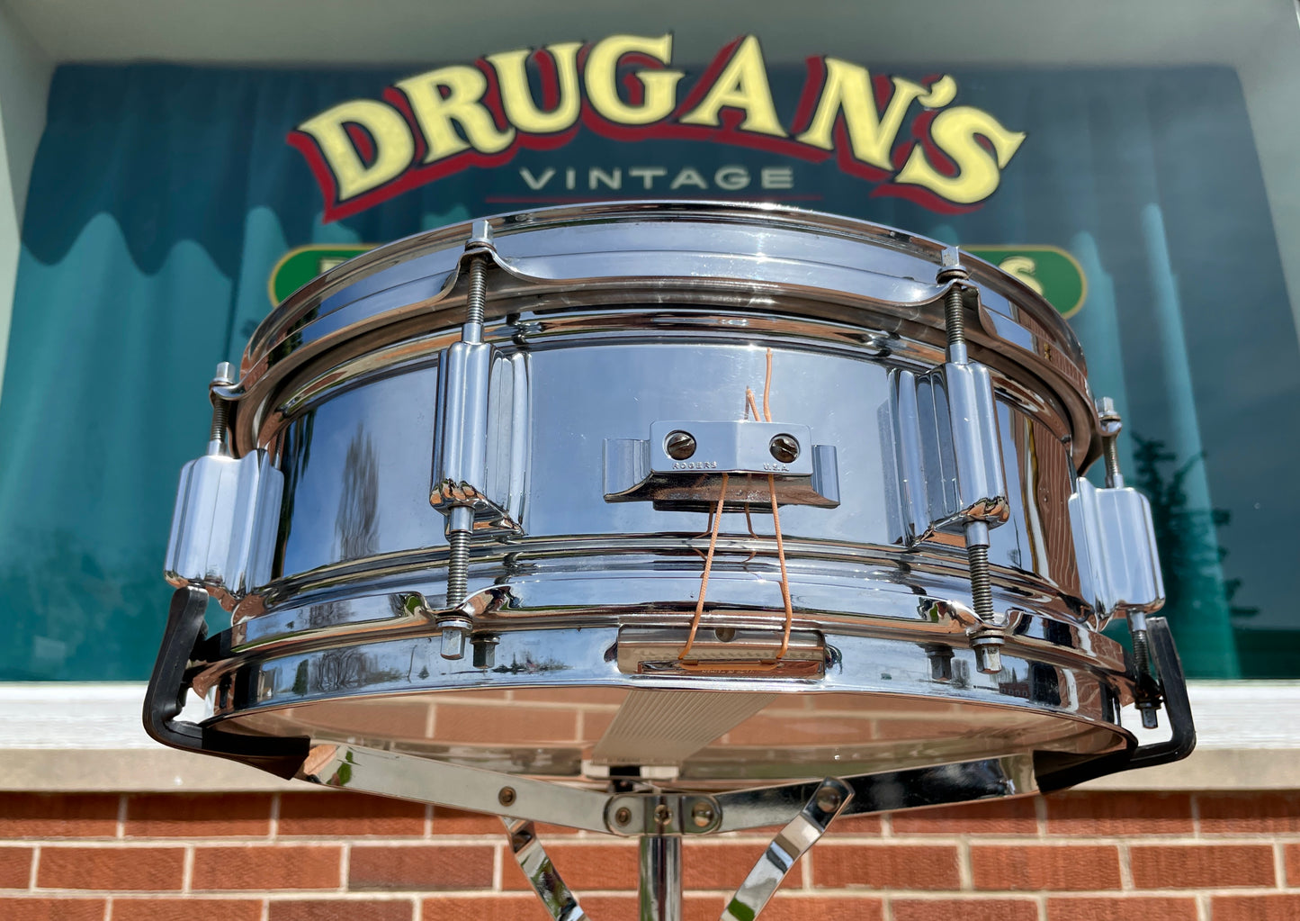1960s Rogers 5x14 Powertone Snare Drum Chrome Over Brass Dayton