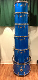 1970s Ludwig Silver Badge Quadra Plus 3 Ply Drum Set Blue Silk 22/13/14/15/16/18