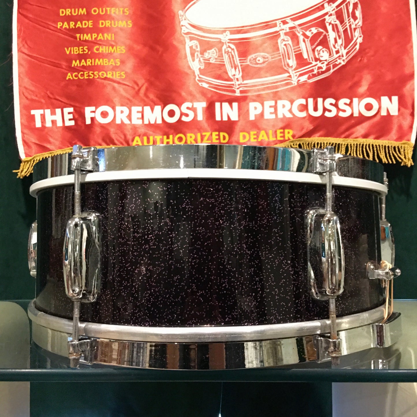 1966 Slingerland 5.5x14 Deluxe Student Model Snare Drum Black Sparkle