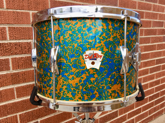 1960s Del Rey 9x13 MIJ Tom Drum - Blue/Gold Sparkle