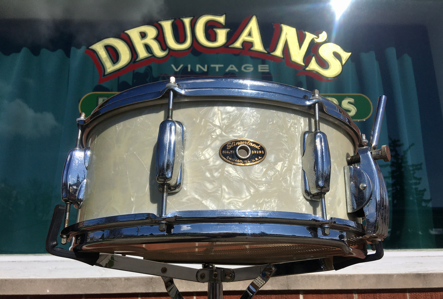 1956-59 Slingerland 5.5x14 Radio King Snare Drum White Marine Pearl