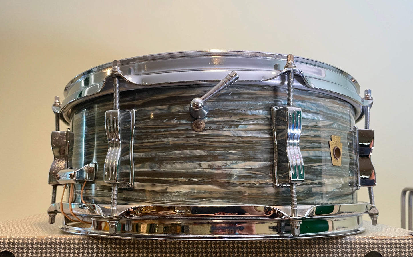 1966 Ludwig 5x14 Jazz Festival Snare Drum Oyster Blue Pearl